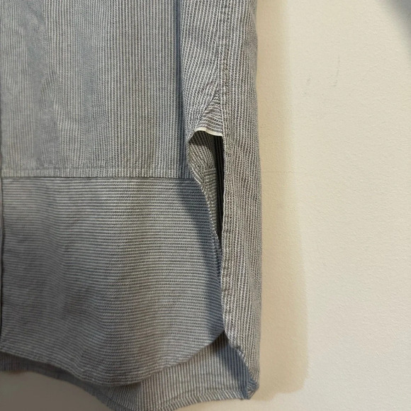 BILLY REID cotton chambray stripe button down pocket shirt - Picture 4 of 8